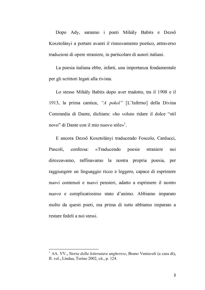 Anteprima della tesi: L'Immagine dell'Italia nella poesia ungherese del primo Novecento, Pagina 3