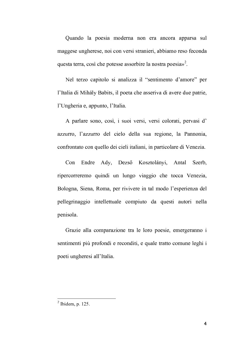 Anteprima della tesi: L'Immagine dell'Italia nella poesia ungherese del primo Novecento, Pagina 4