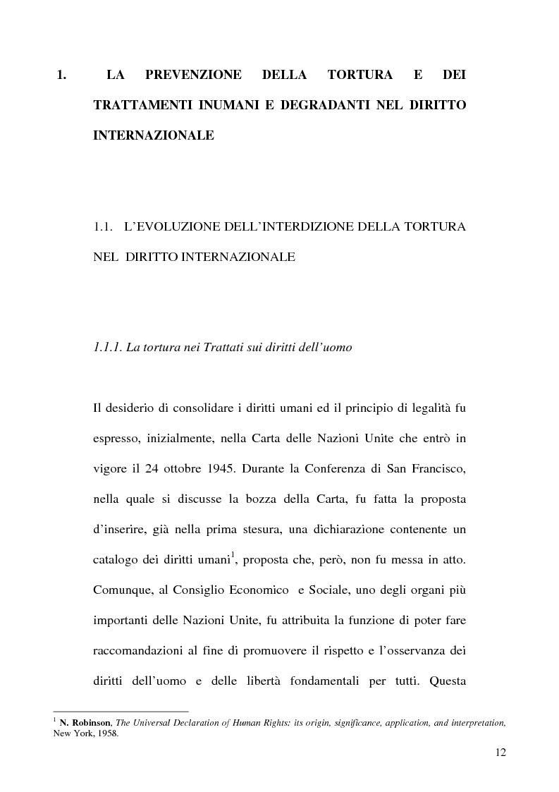 Anteprima della tesi: Tortura e Punizioni o Trattamenti crudeli, inumani e degradanti, Pagina 12