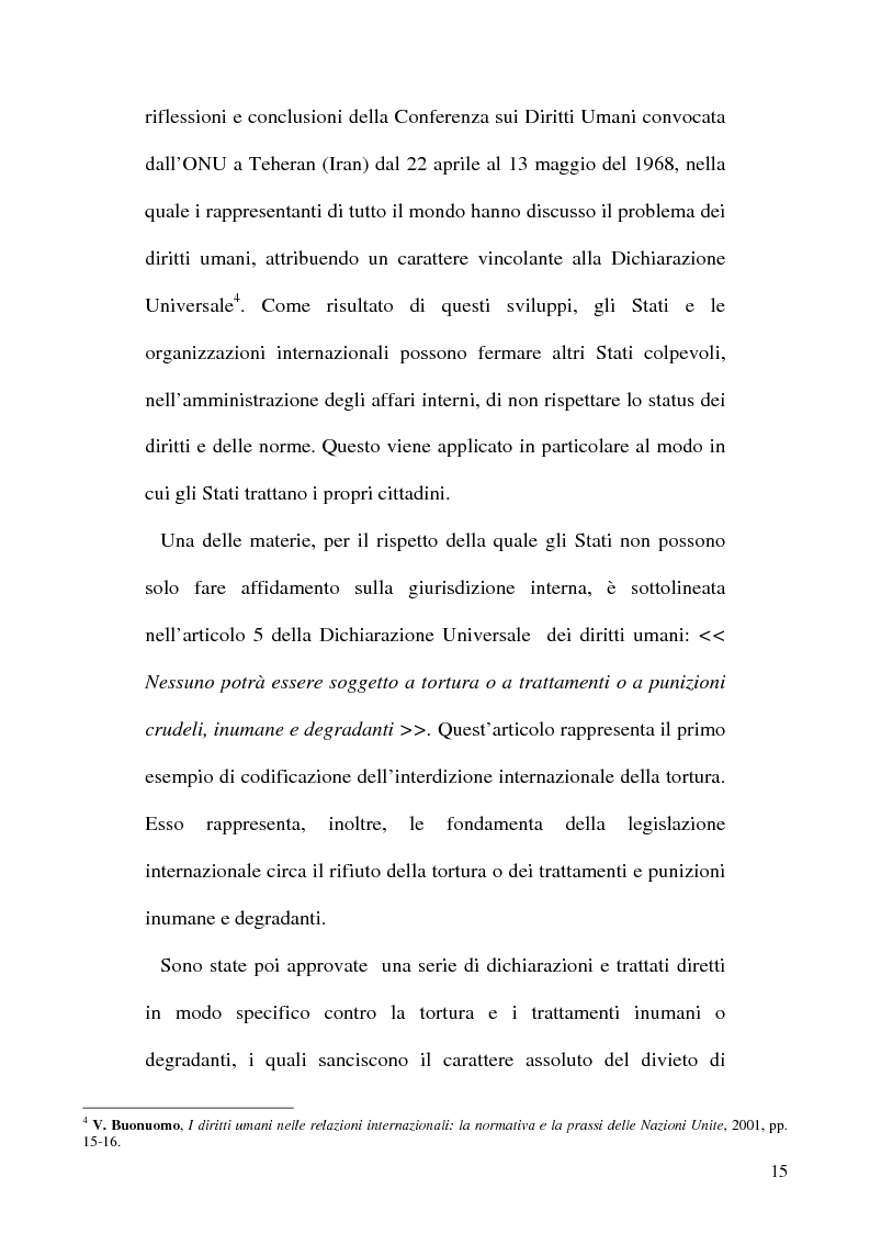Anteprima della tesi: Tortura e Punizioni o Trattamenti crudeli, inumani e degradanti, Pagina 15