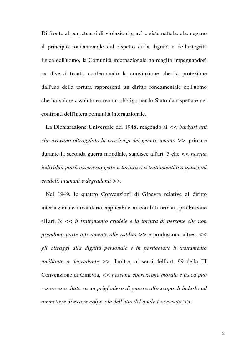 Anteprima della tesi: Tortura e Punizioni o Trattamenti crudeli, inumani e degradanti, Pagina 2