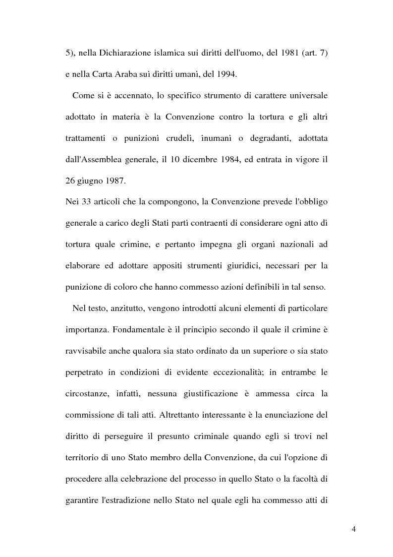 Anteprima della tesi: Tortura e Punizioni o Trattamenti crudeli, inumani e degradanti, Pagina 4