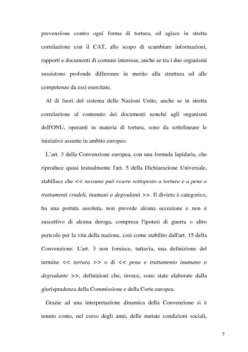 Anteprima della tesi: Tortura e Punizioni o Trattamenti crudeli, inumani e degradanti, Pagina 7