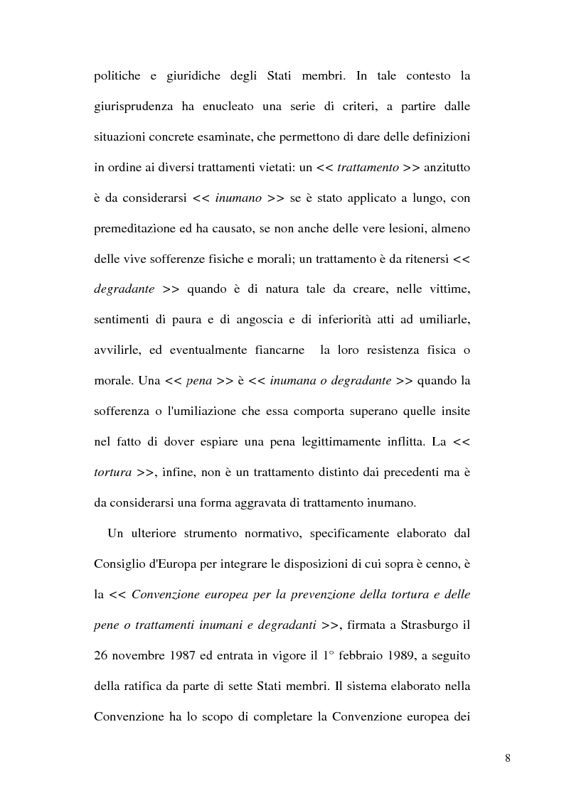 Anteprima della tesi: Tortura e Punizioni o Trattamenti crudeli, inumani e degradanti, Pagina 8