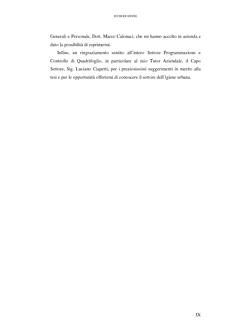 Anteprima della tesi: Le rilevazioni di costo nelle aziende di igiene urbana. Il caso Quadrifoglio S.p.A., Pagina 3