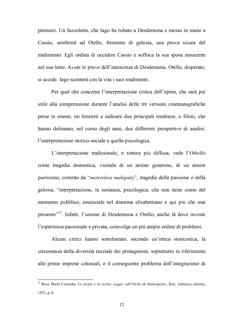 Anteprima della tesi: ''Othello'': dal testo shakespeariano all'immagine cinematografica, Pagina 11