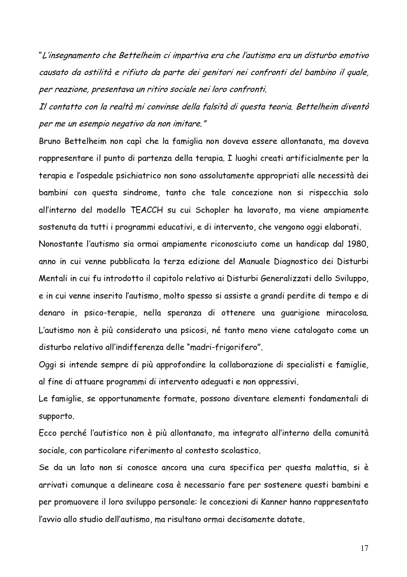 Anteprima della tesi: Bambini autistici inseriti nella scuola primaria: problemi e prospettive, Pagina 13