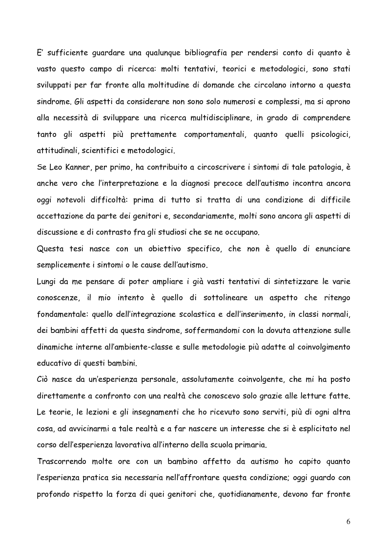 Anteprima della tesi: Bambini autistici inseriti nella scuola primaria: problemi e prospettive, Pagina 2