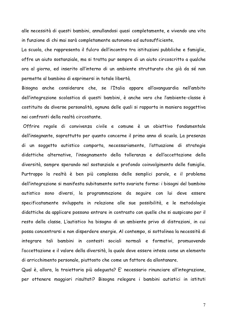 Anteprima della tesi: Bambini autistici inseriti nella scuola primaria: problemi e prospettive, Pagina 3
