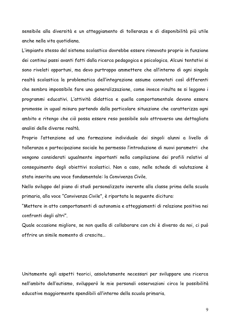 Anteprima della tesi: Bambini autistici inseriti nella scuola primaria: problemi e prospettive, Pagina 5