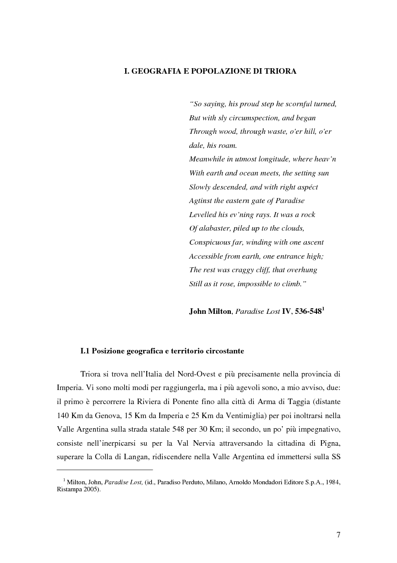 Anteprima della tesi: ''Triora e il Paese delle Streghe'' Vita e mutamenti di un borgo dell'estremo ponente ligure, Pagina 5