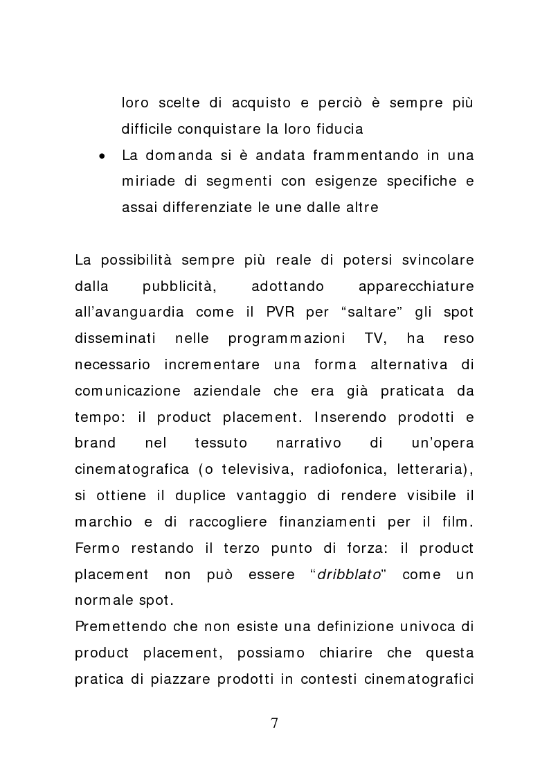 Anteprima della tesi: Ciak: il prodotto va in scena. Potenzialità e limiti del product placement, Pagina 2