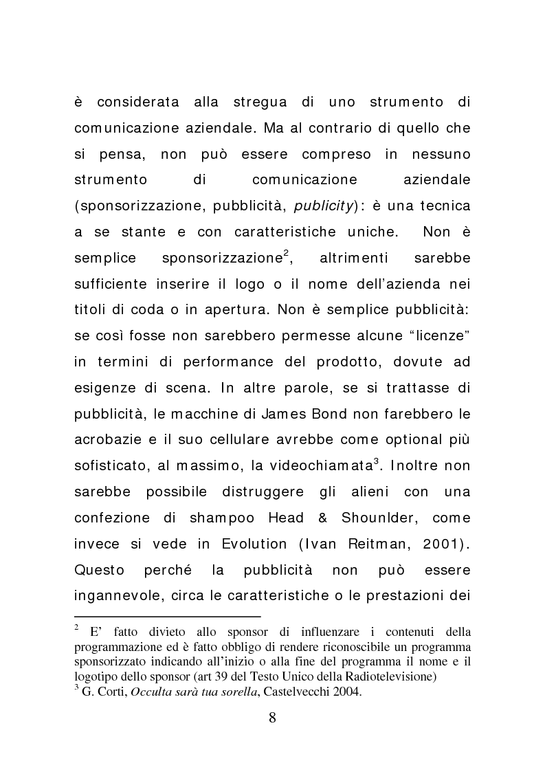 Anteprima della tesi: Ciak: il prodotto va in scena. Potenzialità e limiti del product placement, Pagina 3