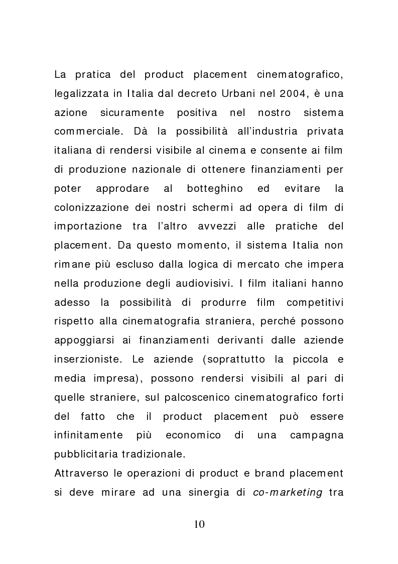 Anteprima della tesi: Ciak: il prodotto va in scena. Potenzialità e limiti del product placement, Pagina 5