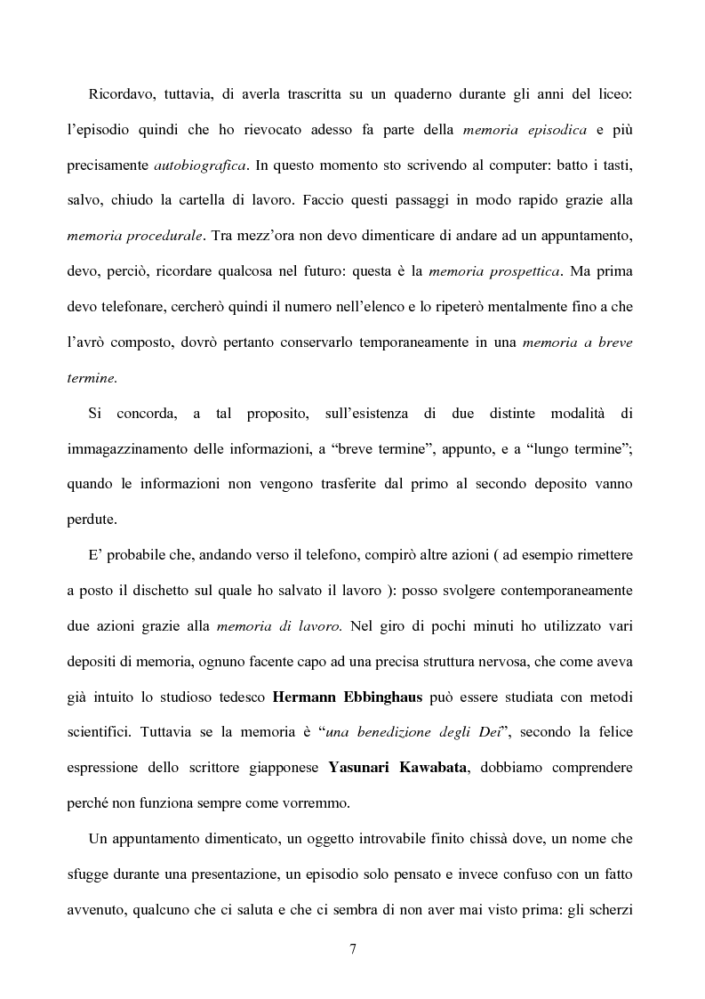 Anteprima della tesi: Memoria: solo virtù, o anche qualche vizio? (Ricerca Sperimentale), Pagina 2