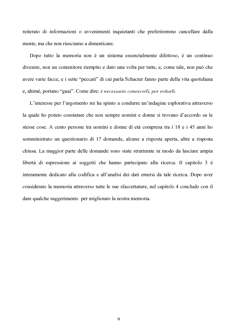 Anteprima della tesi: Memoria: solo virtù, o anche qualche vizio? (Ricerca Sperimentale), Pagina 4