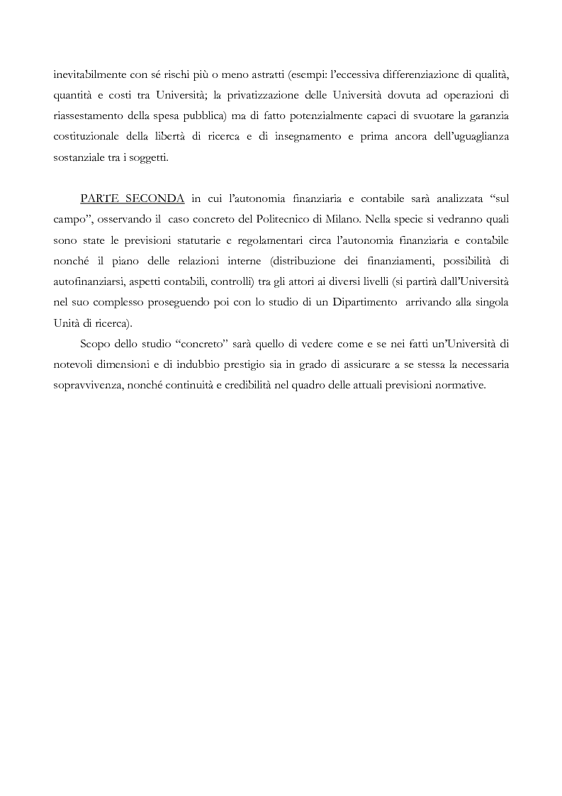Anteprima della tesi: L'autonomia finanziaria e contabile delle Università. Un caso pratico: il Politecnico di Milano, Pagina 4
