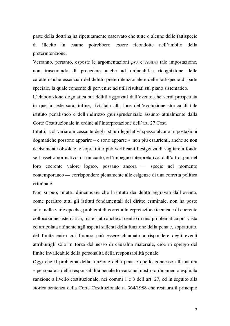 Anteprima della tesi: I delitti aggravati dall'evento, Pagina 2