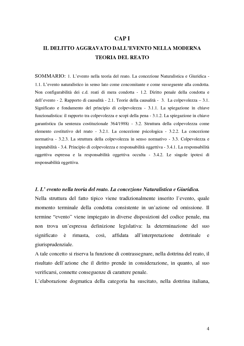 Anteprima della tesi: I delitti aggravati dall'evento, Pagina 4
