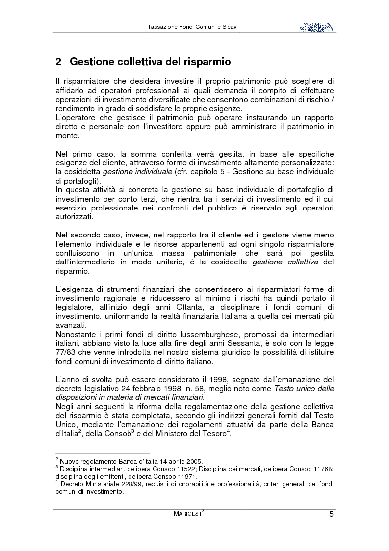Anteprima della tesi: Tassazione Fondi Comuni e Sicav, Pagina 5