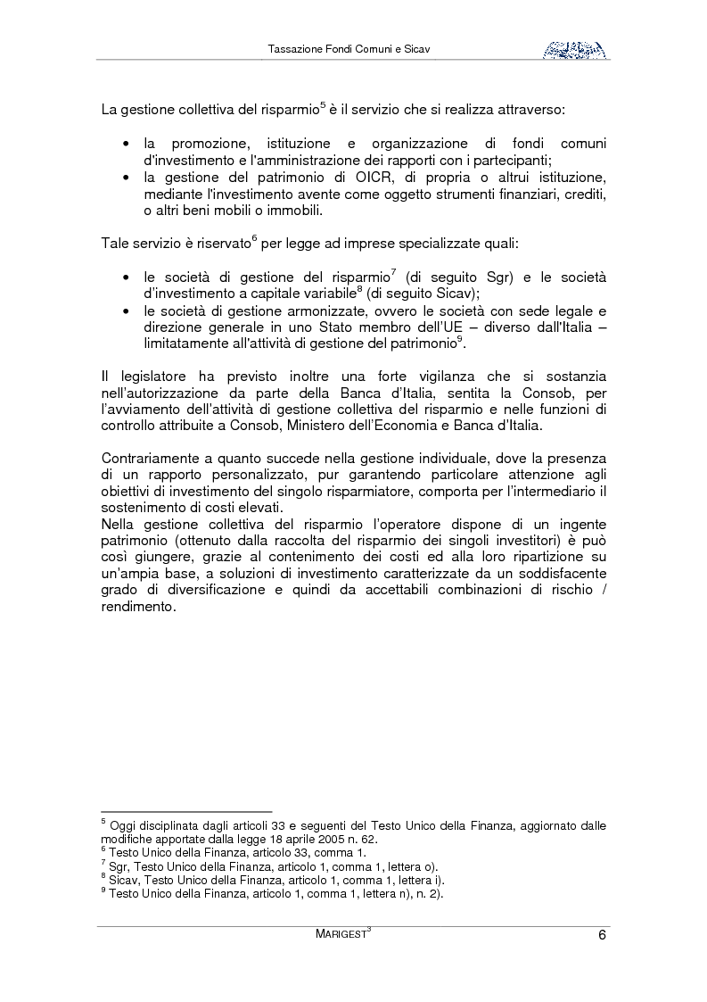 Anteprima della tesi: Tassazione Fondi Comuni e Sicav, Pagina 6