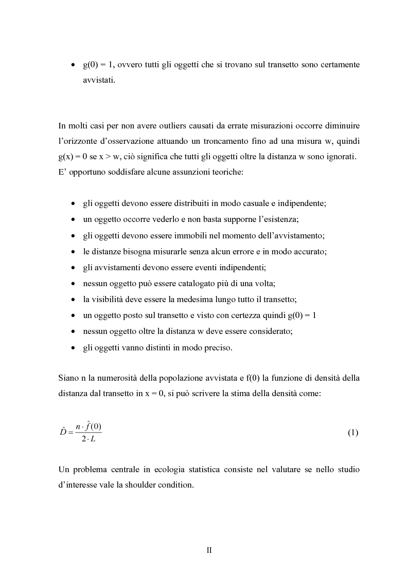 Anteprima della tesi: Metodi “Kernel” per la stima della densità di una popolazione biologica nel campionamento “Line Transect”, Pagina 2