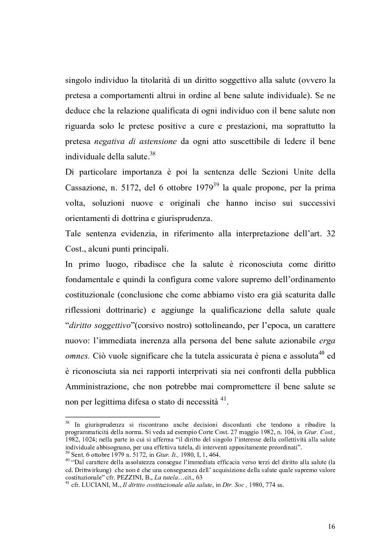 Estratto dalla tesi: La salute come diritto fondamentale e interesse collettivo