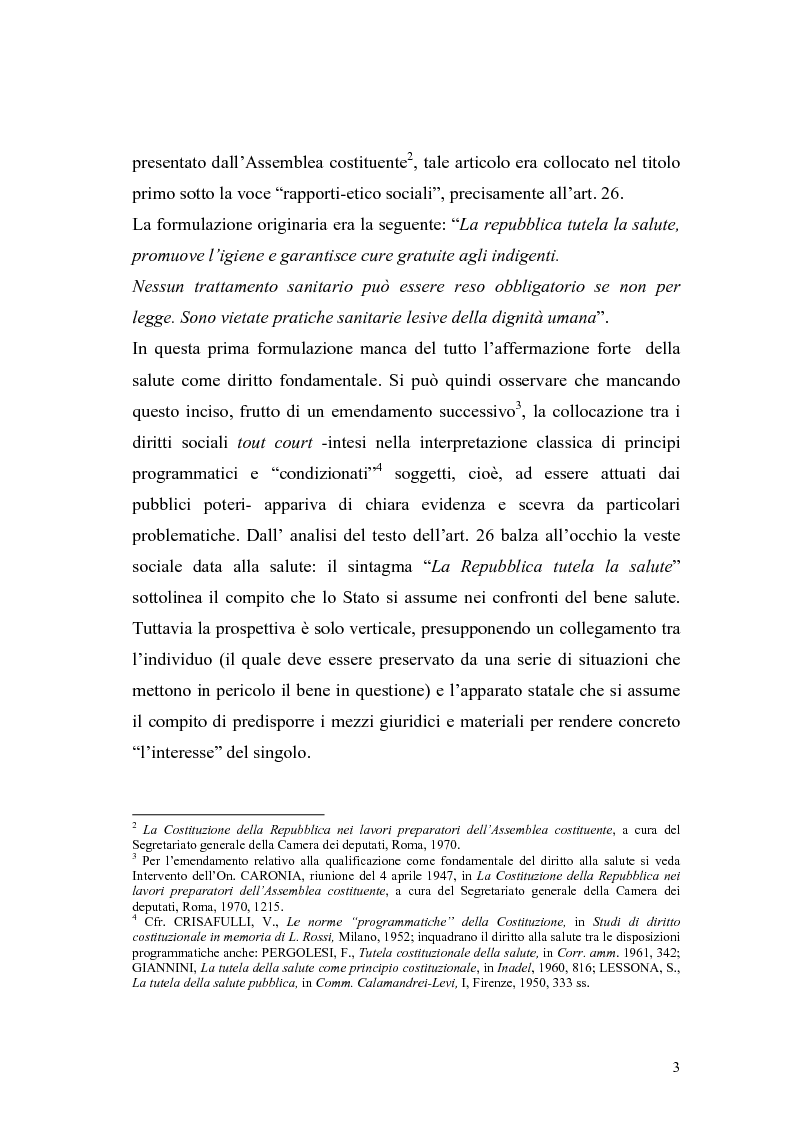 Anteprima della tesi: La salute come diritto fondamentale e interesse collettivo, Pagina 3