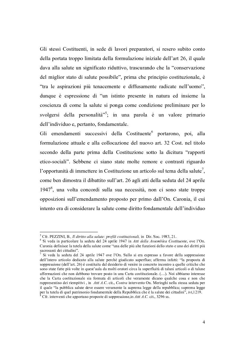 Anteprima della tesi: La salute come diritto fondamentale e interesse collettivo, Pagina 4
