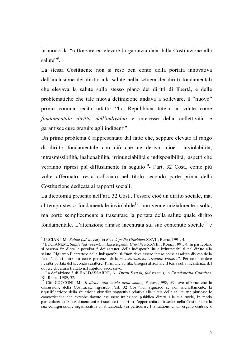 Anteprima della tesi: La salute come diritto fondamentale e interesse collettivo, Pagina 5