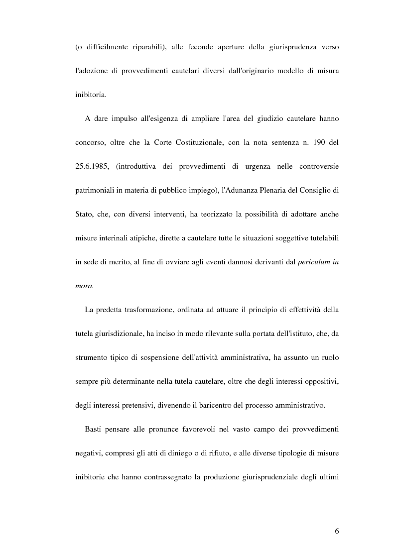 Anteprima della tesi: Le ordinanze cautelari atipiche nel nuovo processo amministrativo, Pagina 5