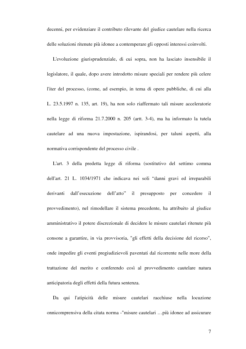 Anteprima della tesi: Le ordinanze cautelari atipiche nel nuovo processo amministrativo, Pagina 6