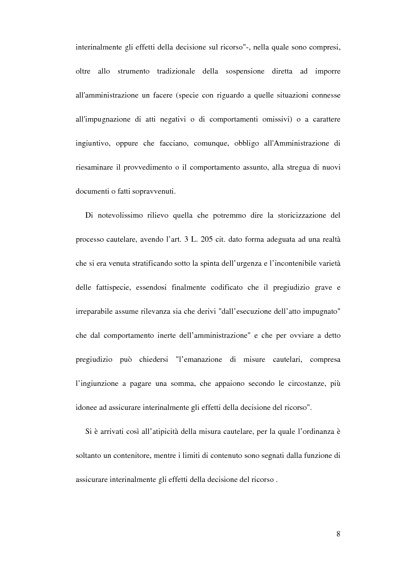 Anteprima della tesi: Le ordinanze cautelari atipiche nel nuovo processo amministrativo, Pagina 7