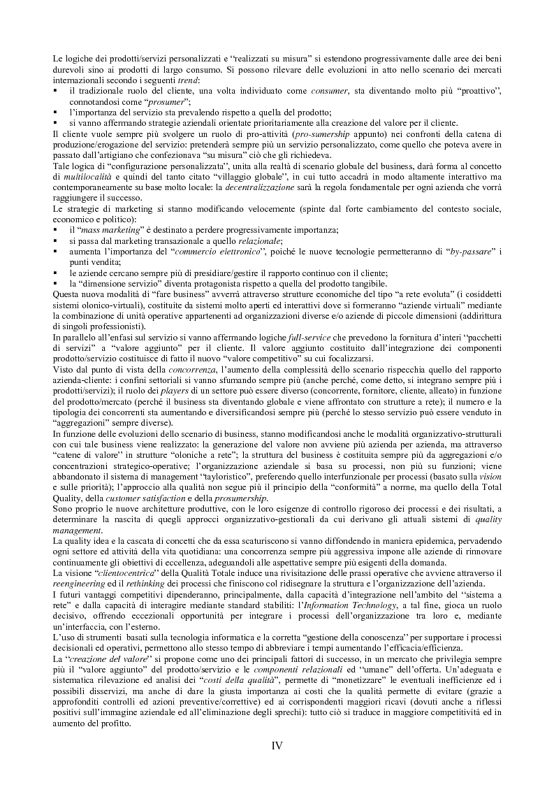 Anteprima della tesi: Il peso dell'intangibile. La gestione della qualità e la soddisfazione del cliente nelle aziende di servizi, Pagina 4