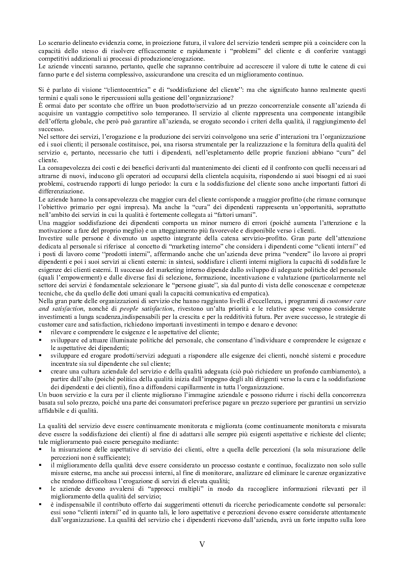 Anteprima della tesi: Il peso dell'intangibile. La gestione della qualità e la soddisfazione del cliente nelle aziende di servizi, Pagina 5