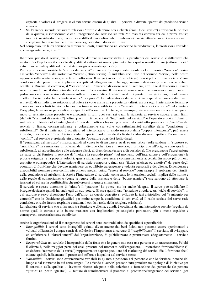 Anteprima della tesi: Il peso dell'intangibile. La gestione della qualità e la soddisfazione del cliente nelle aziende di servizi, Pagina 6