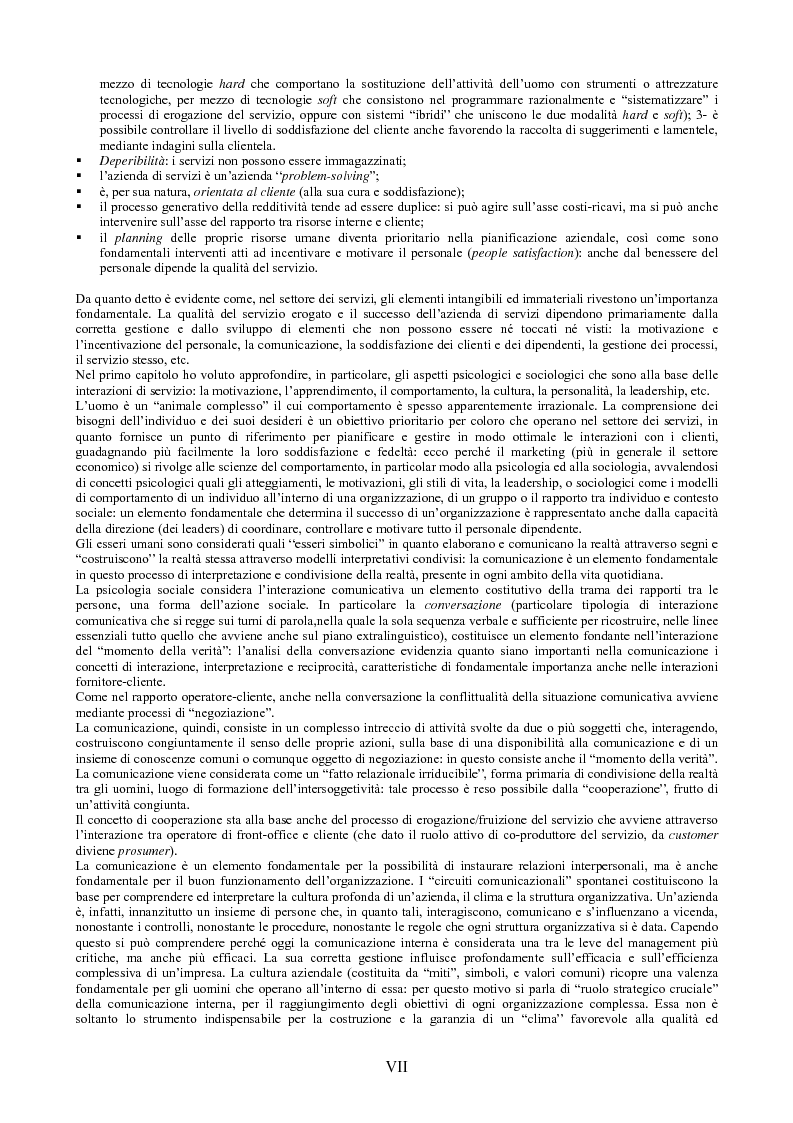 Anteprima della tesi: Il peso dell'intangibile. La gestione della qualità e la soddisfazione del cliente nelle aziende di servizi, Pagina 7
