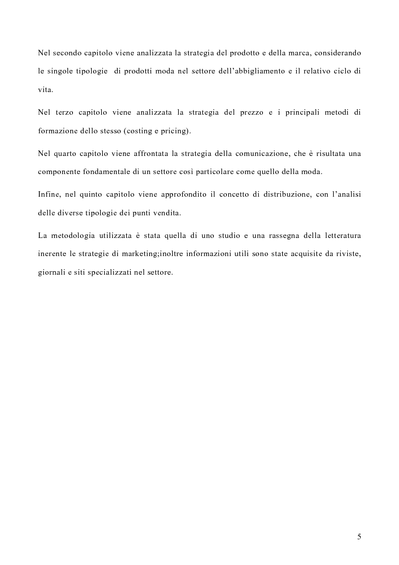 Anteprima della tesi: Le politiche di marketing nel settore moda, Pagina 2