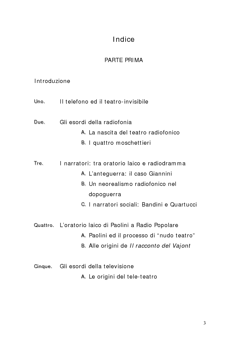 Indice della tesi: NarrAttori, un'orazione civile, politica e laica, Pagina 1