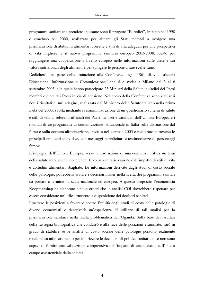 Anteprima della tesi: Il costo sociale delle patologie: il caso dell'obesità, Pagina 4