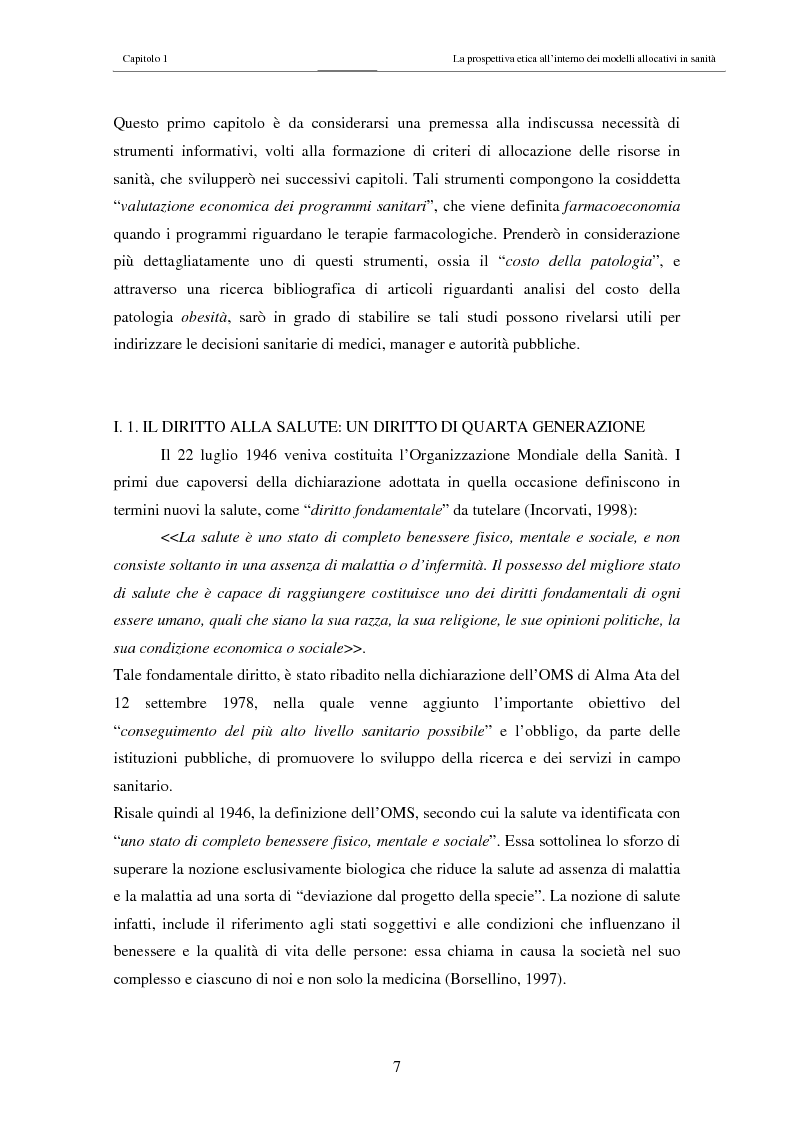 Anteprima della tesi: Il costo sociale delle patologie: il caso dell'obesità, Pagina 7