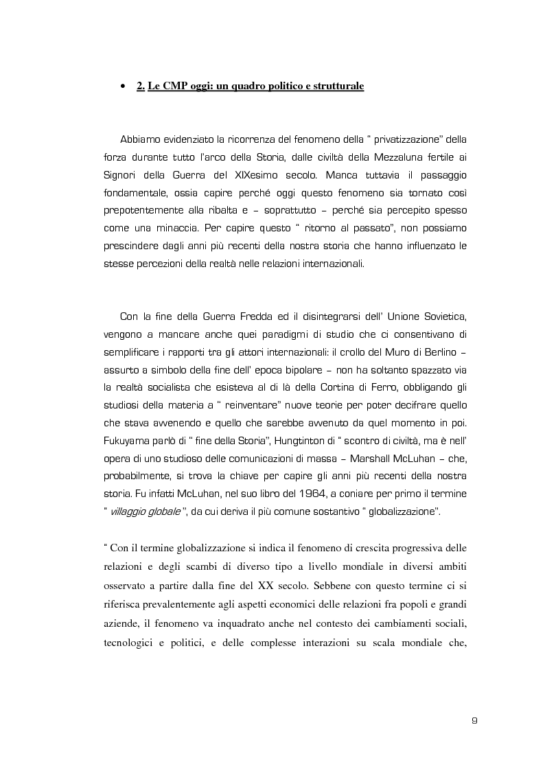 Anteprima della tesi: La Valenza delle Compagnie Militari Private nelle Aree di Crisi e di Conflittualità, Pagina 9