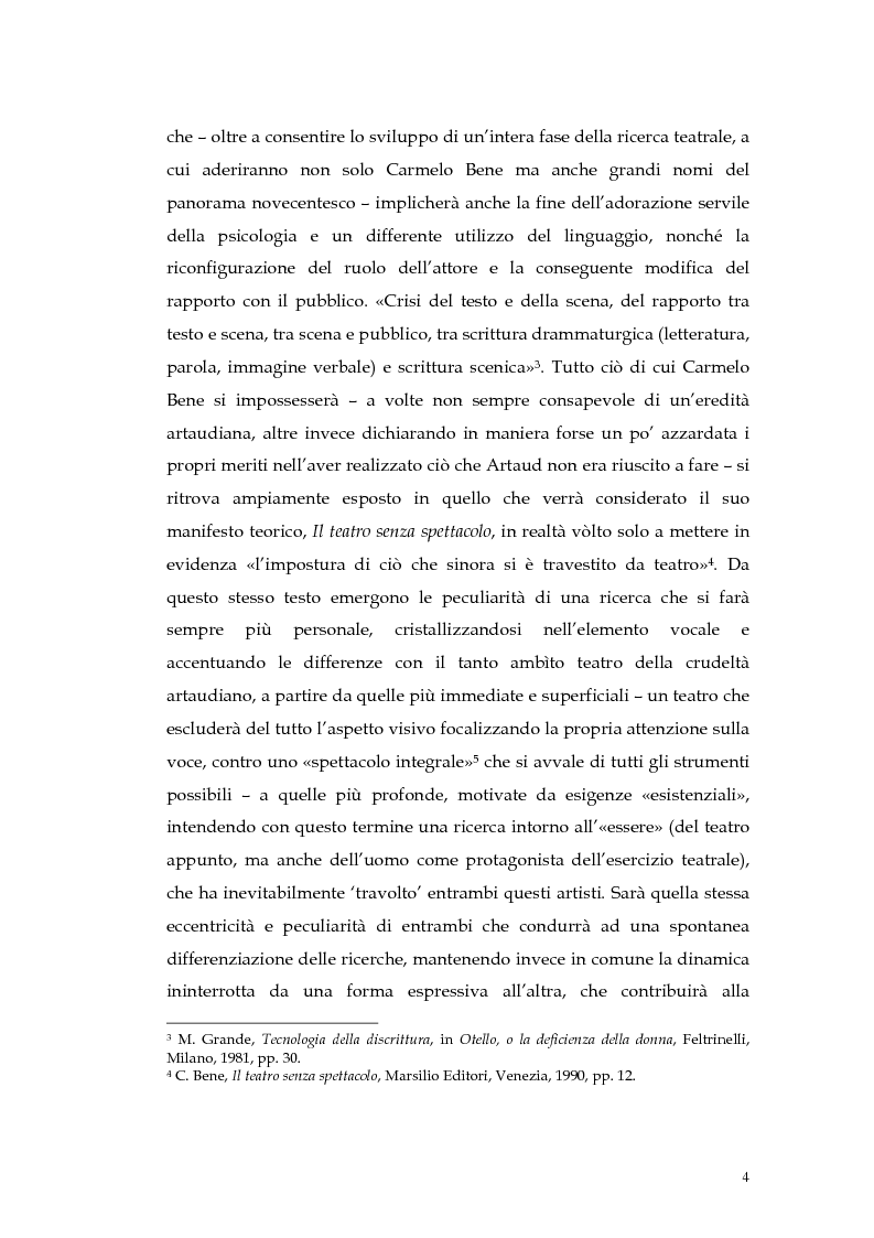 Anteprima della tesi: Il teatro della non-rappresentazione di Carmelo Bene. Contatti e divergenze con Antonin Artaud, Pagina 2