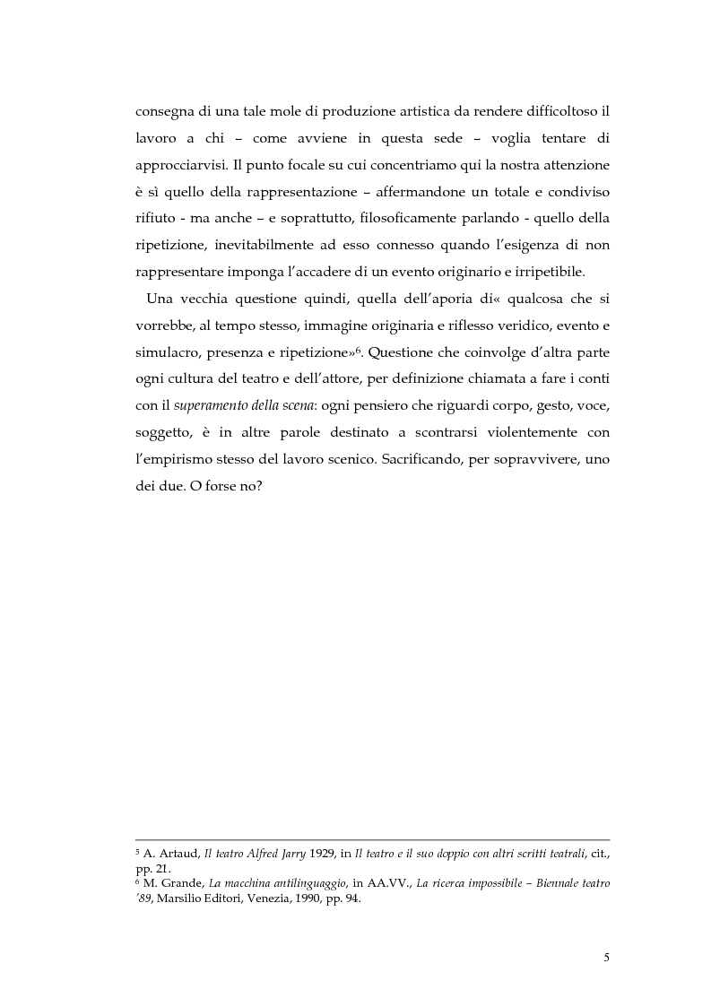 Anteprima della tesi: Il teatro della non-rappresentazione di Carmelo Bene. Contatti e divergenze con Antonin Artaud, Pagina 3