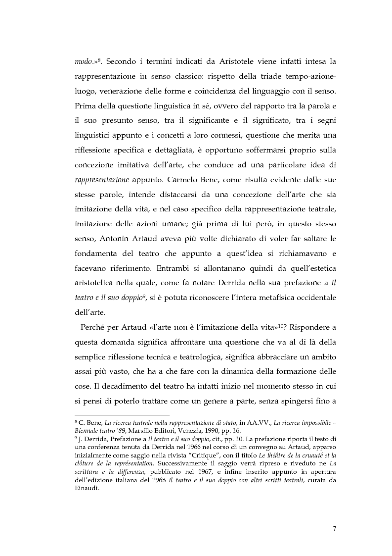 Anteprima della tesi: Il teatro della non-rappresentazione di Carmelo Bene. Contatti e divergenze con Antonin Artaud, Pagina 5