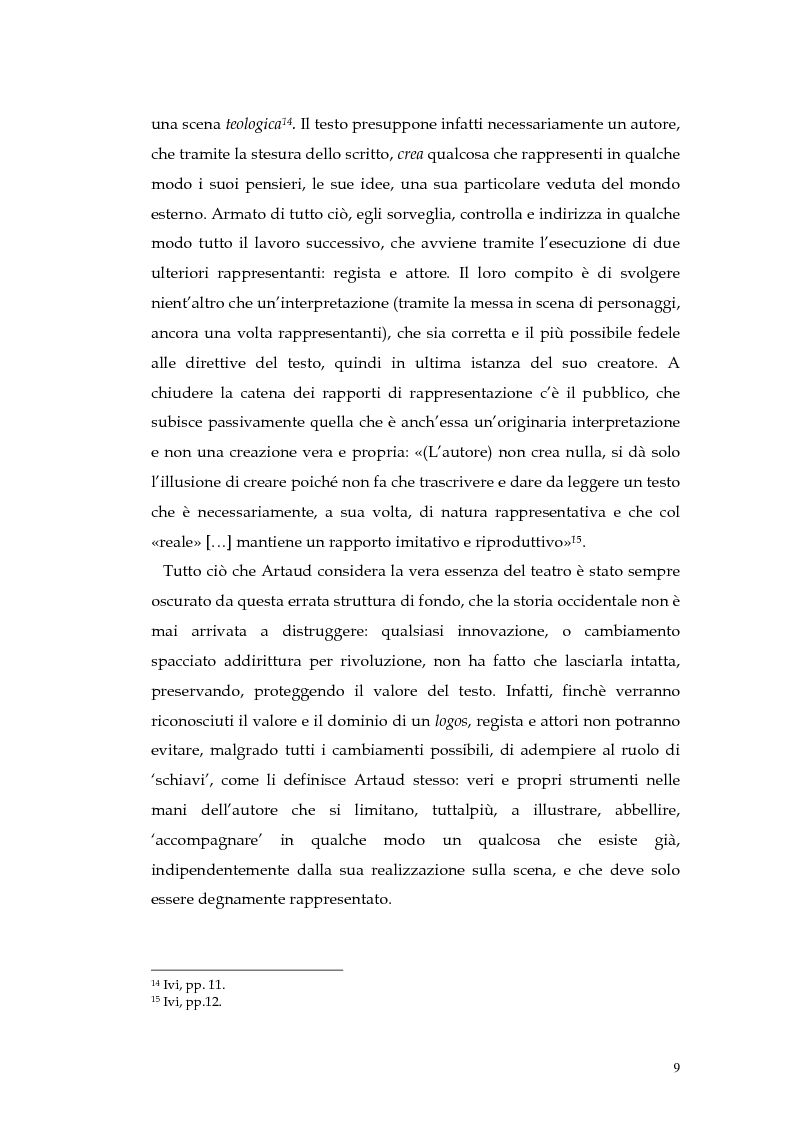 Anteprima della tesi: Il teatro della non-rappresentazione di Carmelo Bene. Contatti e divergenze con Antonin Artaud, Pagina 7
