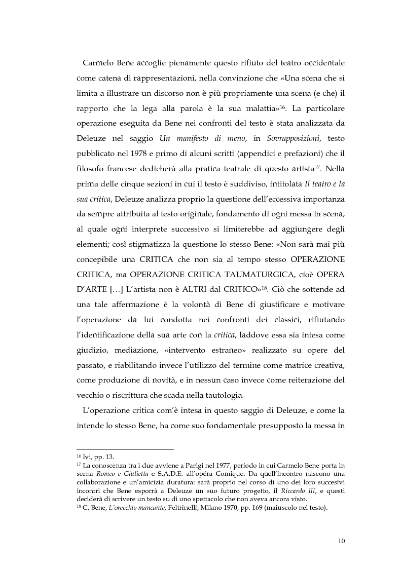 Anteprima della tesi: Il teatro della non-rappresentazione di Carmelo Bene. Contatti e divergenze con Antonin Artaud, Pagina 8