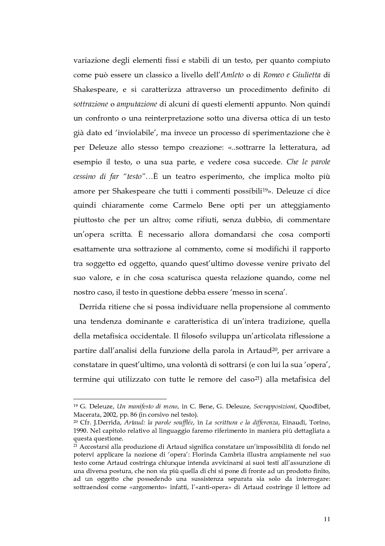 Anteprima della tesi: Il teatro della non-rappresentazione di Carmelo Bene. Contatti e divergenze con Antonin Artaud, Pagina 9