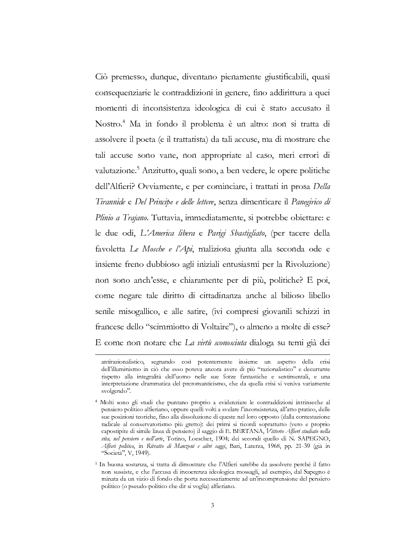 Anteprima della tesi: "Nel fango i vili intanto al suol conficco" - Vittorio Alfieri fra politica e letteratura, Pagina 3