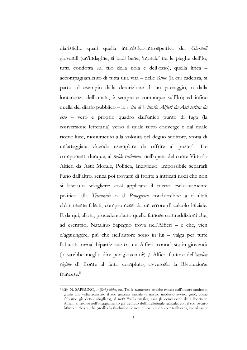 Anteprima della tesi: "Nel fango i vili intanto al suol conficco" - Vittorio Alfieri fra politica e letteratura, Pagina 5
